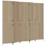 vidaXL Cloison de séparation 5 panneaux beige résine tressée