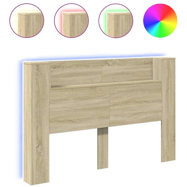 vidaXL Armoire tête de lit avec LED chêne sonoma 160x16 5x103 5 cm