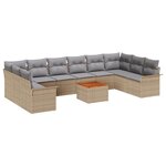 Ensemble de Canapés de Jardin vidaXL 11 pièces avec coussins Beige Rattan Synthétique Acacia