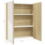 vidaXL Armoire à miroir de salle de bain 60x15x75cm MDF Blanc et chêne