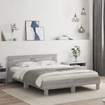 vidaXL Cadre de lit avec LED sans matelas sonoma gris 150x200 cm