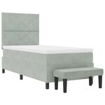 vidaXL Lit à Ressorts avec Matelas & Banc Gris Clair 90x200 cm en Velours