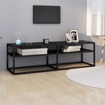 vidaXL Meuble TV marbre noir 140x40x40 5 cm verre trempé