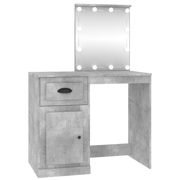 vidaXL Coiffeuse avec LED gris béton 90x50x132 5 cm bois d'ingénierie