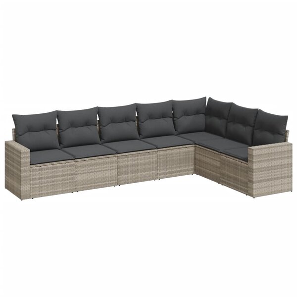 vidaXL Salon de jardin avec coussins 7 Pièces gris clair résine tressée