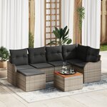 Canapé de Jardin 7 pièces vidaXL avec Coussins Gris Rattan Acacia