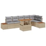 vidaXL Canapé de Jardin 7 Pièces avec Coussins Beige