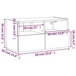 vidaXL Meuble TV mural gris béton 60x30x30 cm bois d'ingénierie