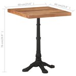 vidaXL Table de bistro 60x60x76 cm Bois d'acacia massif