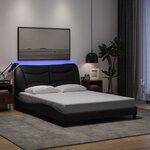 vidaXL Cadre de lit avec LED sans matelas noir 140x200 cm tissu