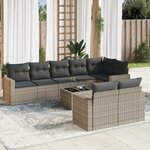 vidaXL Salon de jardin 9 Pièces avec coussins gris résine tressée