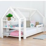 Lit cabane avec étagère 90 x 200 blanc