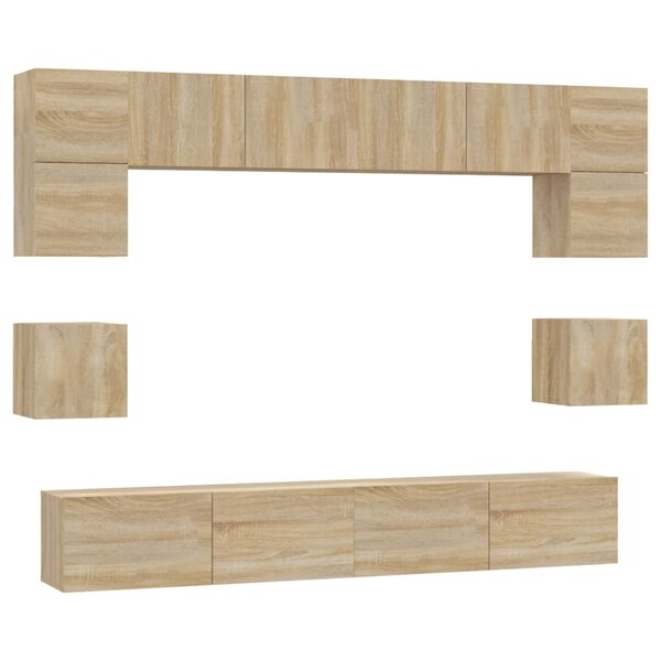 vidaXL Ensemble de meubles TV 8 Pièces Chêne sonoma Bois d'ingénierie