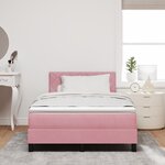 Lit à Ressorts VidaXL avec Matelas & LED Rose 120x200 cm Velours
