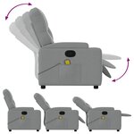 vidaXL Fauteuil de massage inclinable Gris clair Tissu