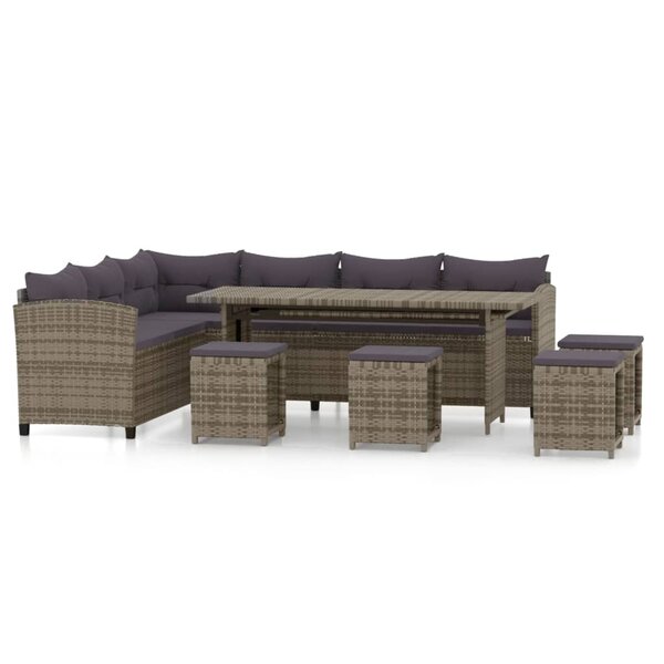 Salon de jardin meuble d'extérieur ensemble de mobilier 6 pièces avec coussins résine tressée gris 02_0016868
