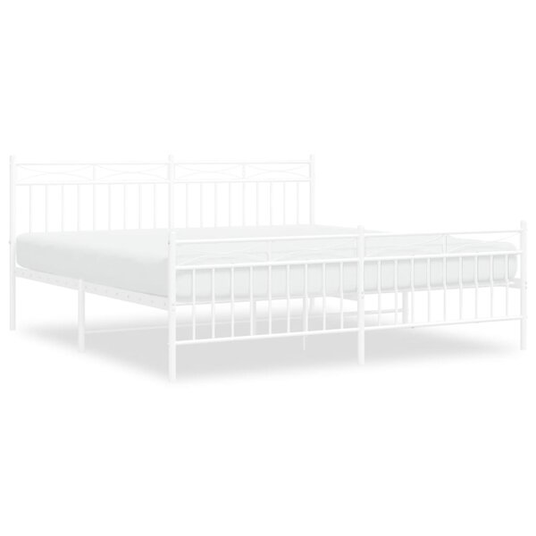 vidaXL Cadre de lit métal avec tête de lit/pied de lit blanc 183x213cm