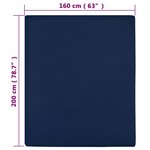 vidaXL Draps-housses Jersey 2 Pièces Bleu marine 160x200 cm Coton