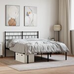 vidaXL Cadre de lit métal sans matelas et tête de lit noir 160x200 cm