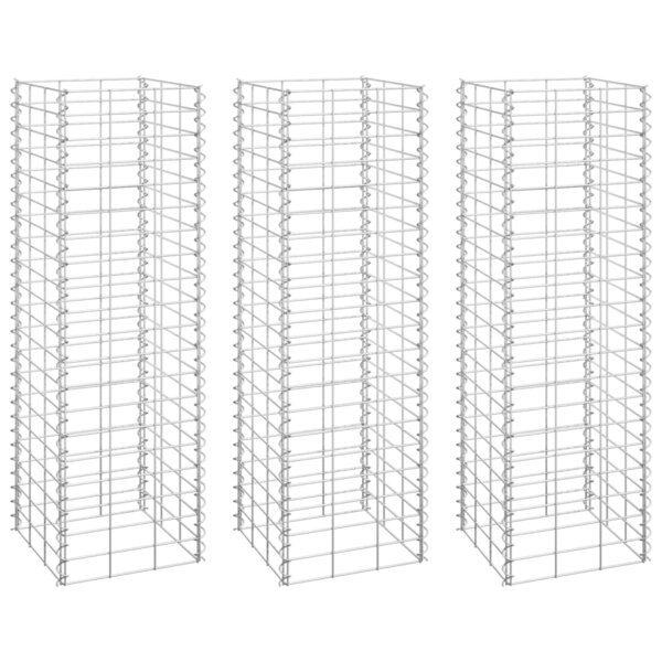 vidaXL Lits surélevés en gabion 3 Pièces 30x30x100 cm Fer