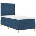 vidaXL Lit Box Spring avec Matelas Bleu 100x200 cm Tissu