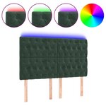 vidaXL Tête de lit à LED Vert foncé 160x7x118/128 cm Velours
