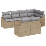 vidaXL Ensemble de jardin de 7 pièces avec coussins gris clair en poly rotin