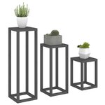 vidaXL Ensemble de supports pour plantes 3 Pièces Gris Bois de pin massif