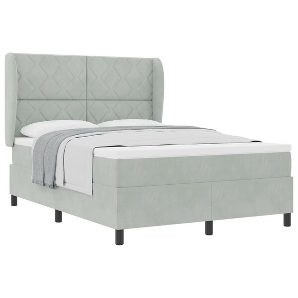 Lit Box Spring vidaXL avec Matelas Gris Clair 160x200 cm Velours