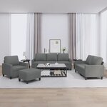 vidaXL Ensemble de canapés 4 Pièces avec coussins Gris foncé Tissu