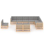 Salon de jardin meuble d'extérieur ensemble de mobilier 10 pièces avec coussins bois de pin massif 02_0014999