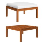 vidaXL Salon de jardin 4 Pièces avec coussins Crème Bois d'acacia solide