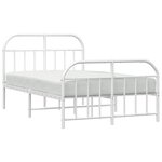 vidaXL Cadre de lit métal sans matelas et pied de lit blanc 120x190 cm