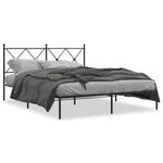 vidaXL Cadre de lit métal avec tête de lit noir 160x200 cm