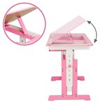 Bureau enfant meuble réglable en hauteur et inclinable rose 0508097