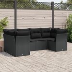 vidaXL Salon de jardin 6 Pièces avec coussins noir résine tressée