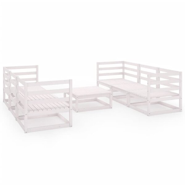 Salon de jardin meuble d'extérieur ensemble de mobilier 7 pièces blanc bois de pin massif 02_0017353