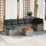 vidaXL Ensemble de Canapé de Jardin 8 Pièces avec Coussins Gris