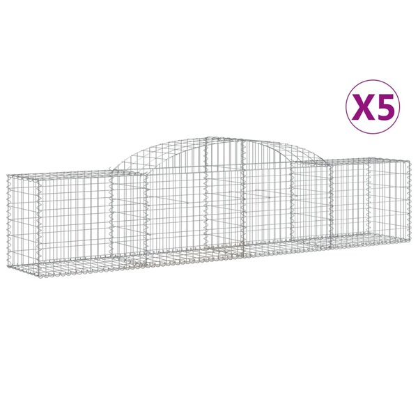 vidaXL Paniers à gabions arqués 5 Pièces 300x50x60/80 cm fer galvanisé