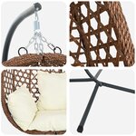 vidaXL Panier de chaise œuf suspendue avec support en café Poly Rattan