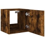 vidaXL Meuble TV mural avec lumières LED chêne fumé 40 5x35x40 cm