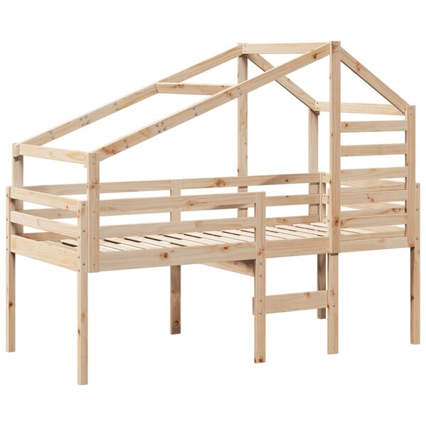 vidaXL Lit haut avec toit 90x190 cm bois de pin massif