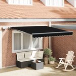 vidaXL Auvent Rétractable Manuel avec LED Noir 350x250 cm