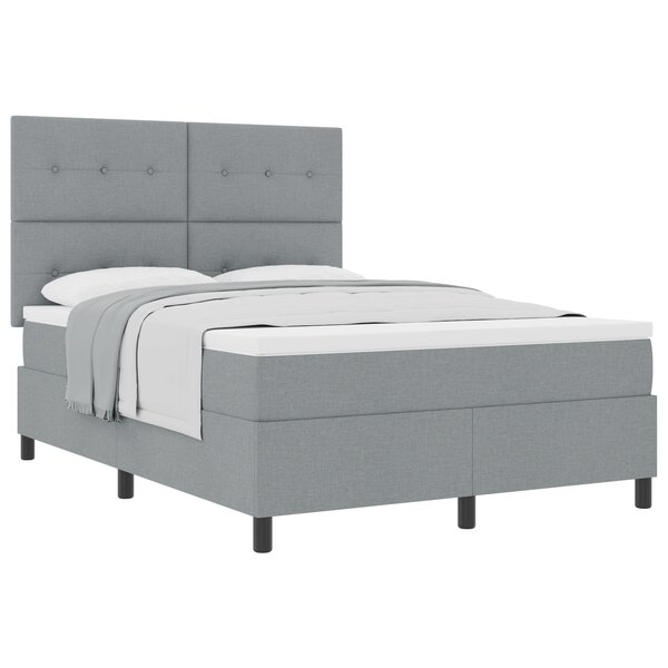 vidaXL Lit Box Spring avec Matelas Gris Clair 160x200 cm Tissu