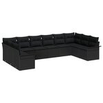 vidaXL Ensemble de canapé de jardin de 10 pièces avec coussins en rotin noir poly