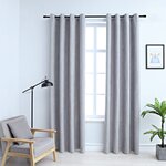 vidaXL Rideaux occultants avec anneaux en métal 2 Pièces Gris 140x245 cm