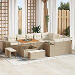 Ensemble de Canapé de Jardin vidaXL 12 Pièces avec Coussins Beige Rattan Poly Acacia