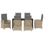 vidaXL Ensemble de salle à manger de jardin de 7 pièces avec coussins beige en rattan synthétique
