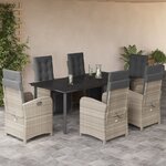 vidaXL Ensemble à manger de jardin et coussins 7 Pièces gris clair rotin