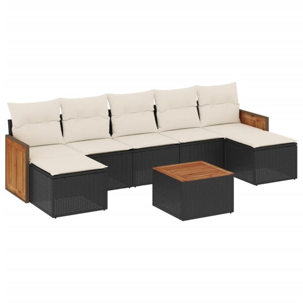 vidaXL Salon de jardin 8 Pièces avec coussins noir résine tressée